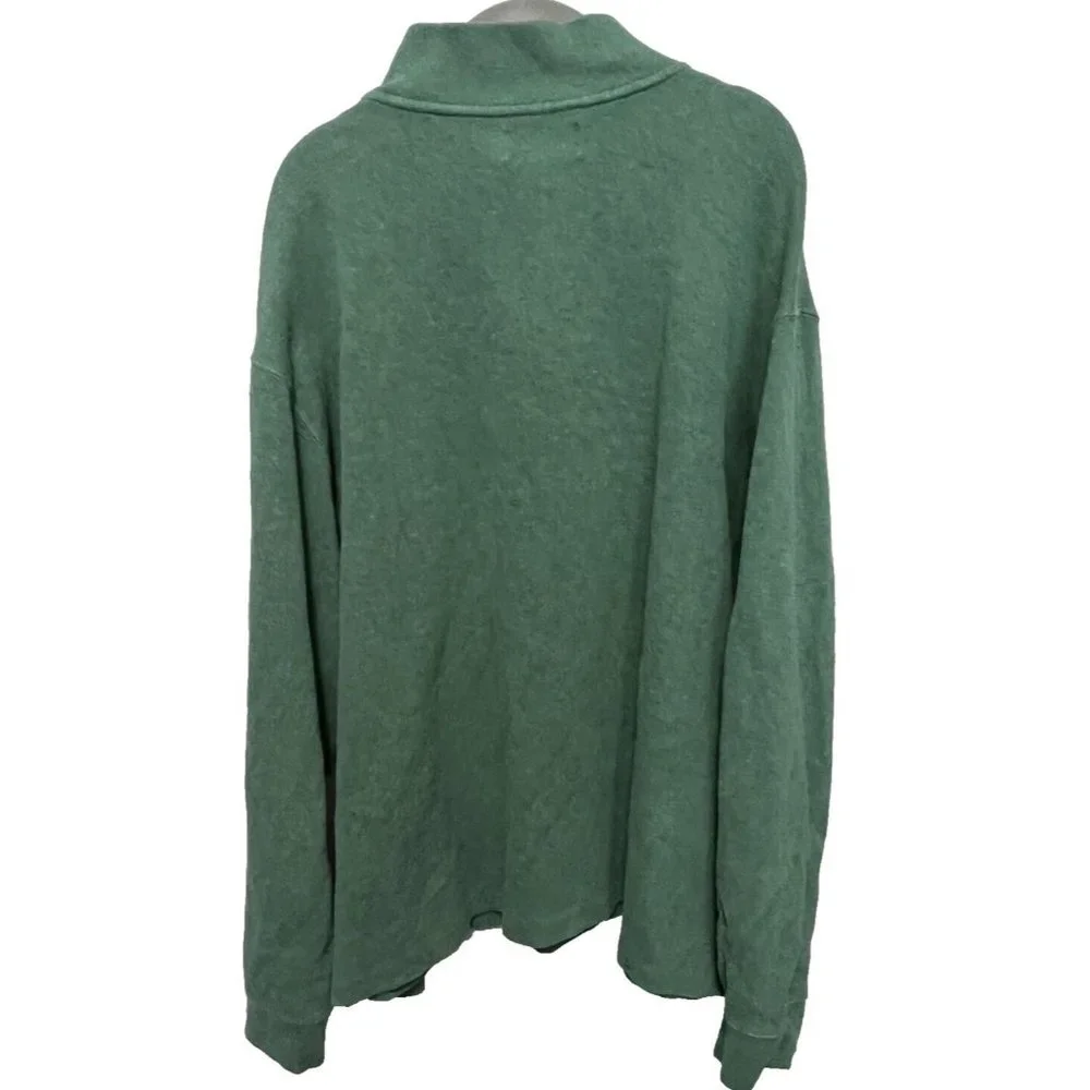Polo Ralph Lauren Mens Fleece Sweater 2XL  Green Solid‎ 1/4 Zip Pony Logo
